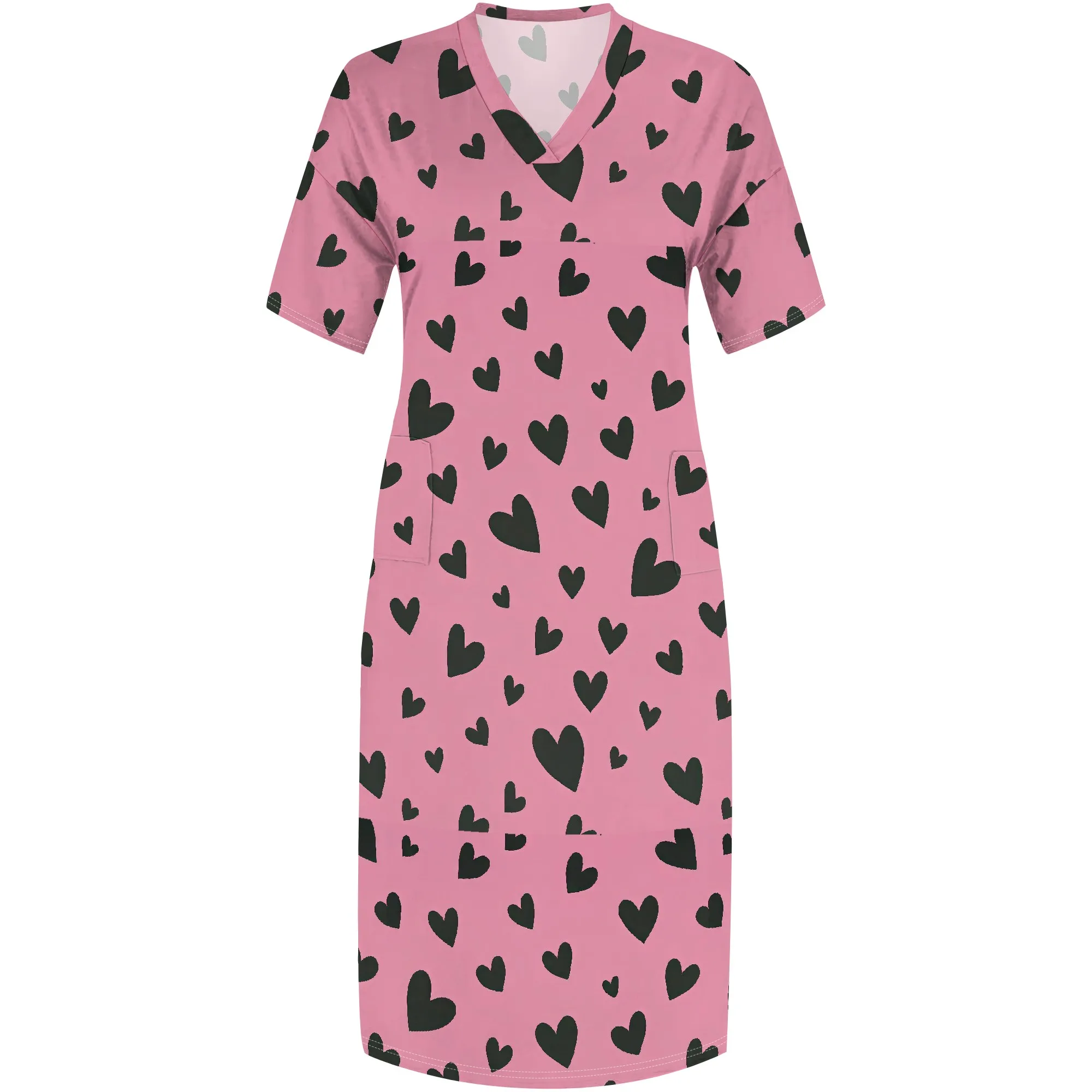 Women's Plus Size African Print Dresses Casual Loose Pocket Short Sleeve Long Maxi Dress