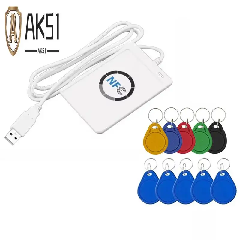

AK51-ACR122U RFID IC Устройство чтения смарт-карт Дубликатор + 5XUID/CUID Брелок Писатель Копировальный аппарат Записываемый клон 13,56 МГц ID IC Копировальный аппарат для карт