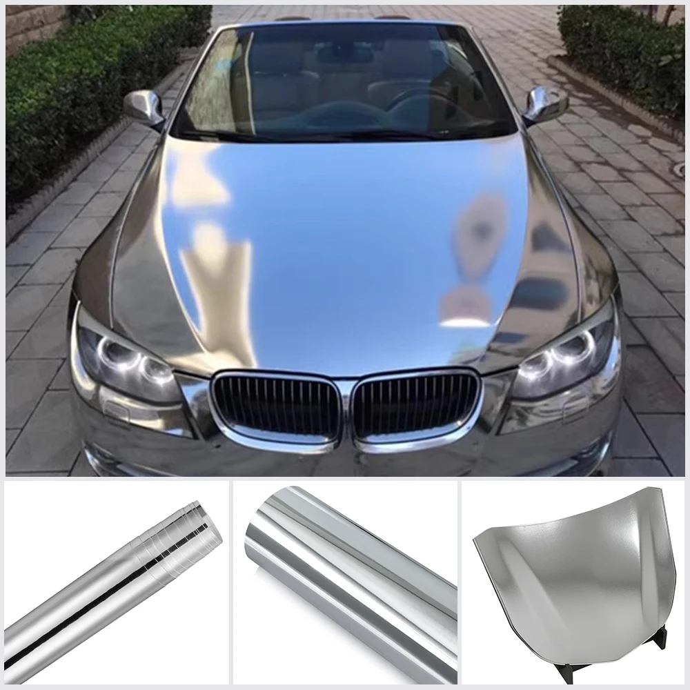 

Гальваническая серебряная металлическая виниловая пленка для всего тела автомобиля, отражающая наклейка, автозащитная крышка, наклейка, аксессуары для тюнинга «сделай сам»