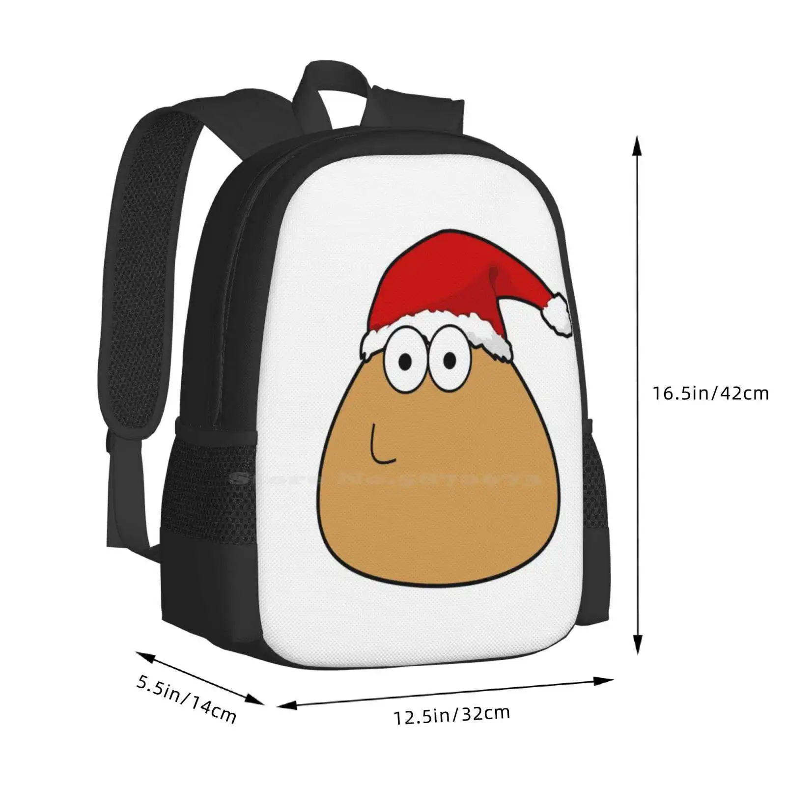 Pou Smiling Christmas Hot Sale Schoolbag Backpack Fashion Bags Pou Normal Game Laughter Fun Merry Christmas Santa Claus