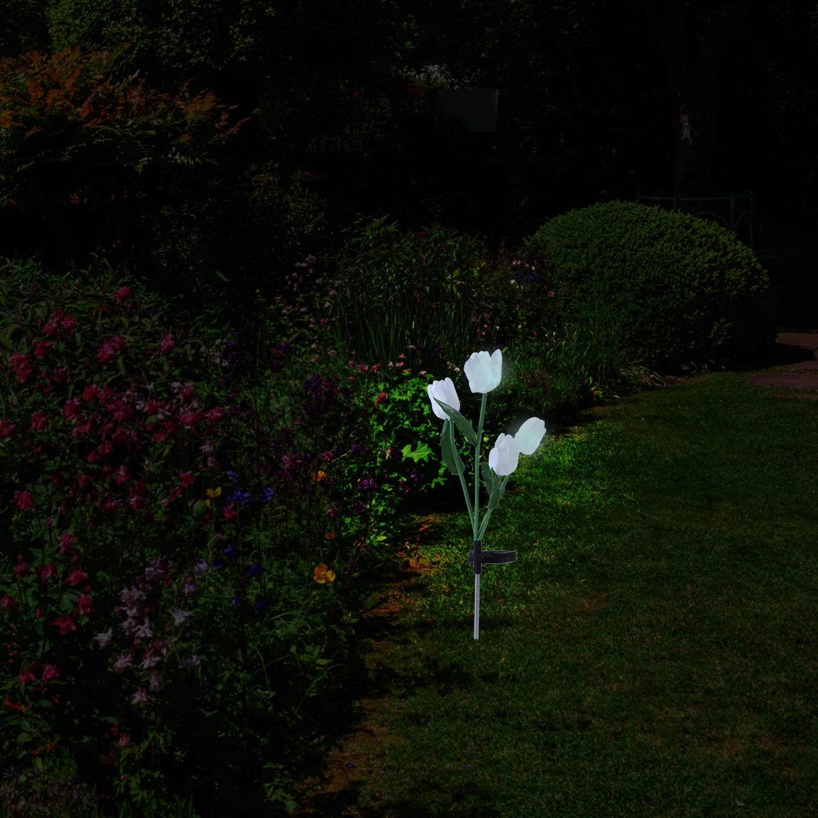 

Solar Powered Tulip Lights Plastic Waterproof IP65 Outdoor Garden Stake LED Flower Pathway Automati Dawn Dusk Solar Light