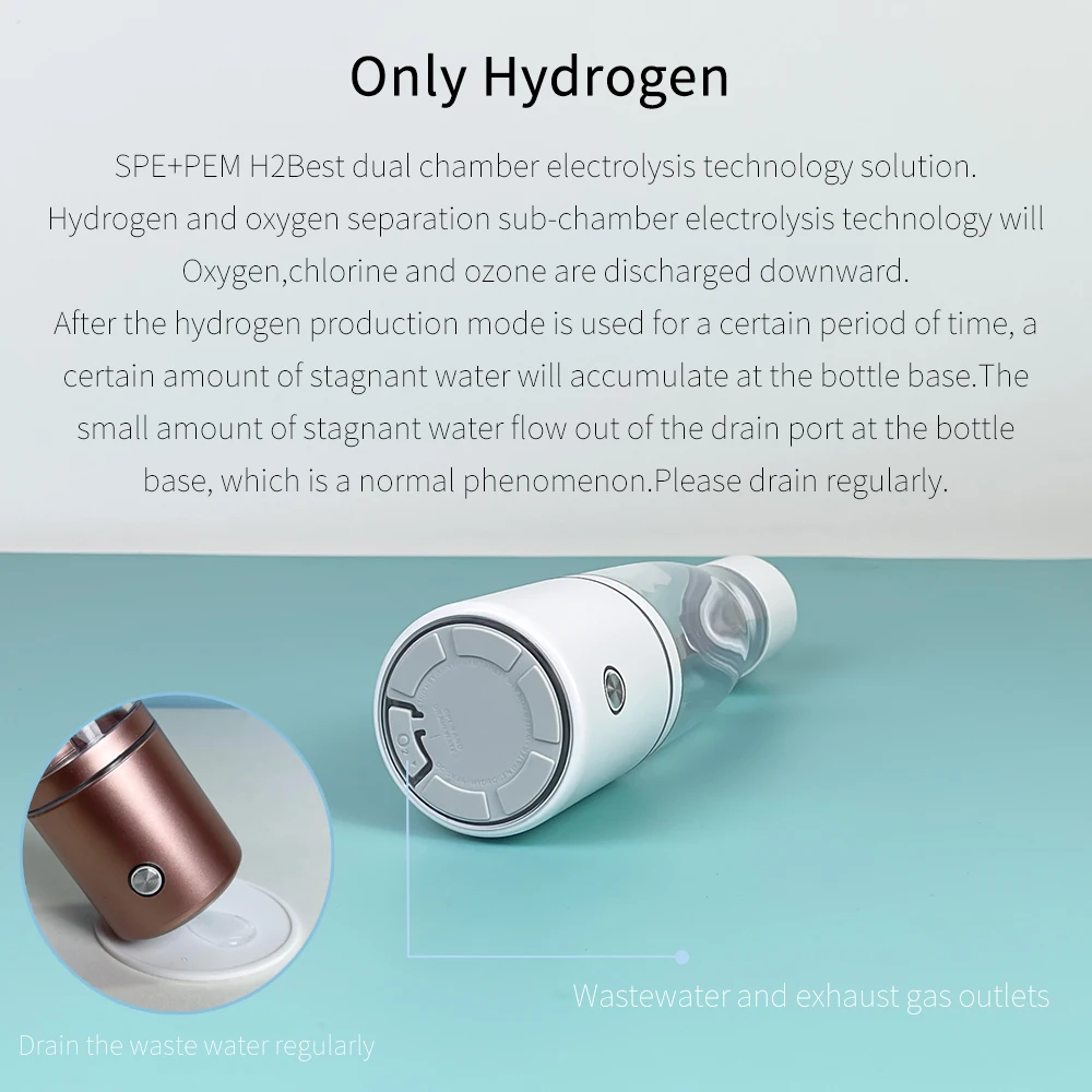 Bluevida Max 5000ppb Waterstof Water Generator Spe & Pem Dual Chamber Waterstof Water Fles Met Handvat-Grote Batterij Reizen stijl