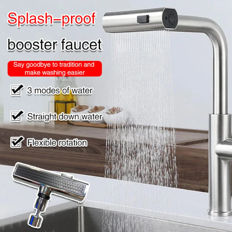 Universal Water Faucet Extension with Rotating Bubble Sprayer for Kitchen Sink