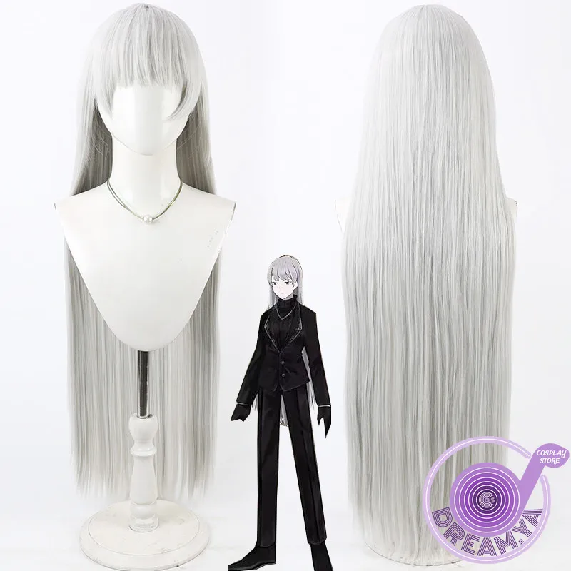 

Angelica Cosplay Wig Librarians Gray Long 100cm Heat Resistant Synthetic Hair Halloween Party Role Play Carnival + Free Wig Cap
