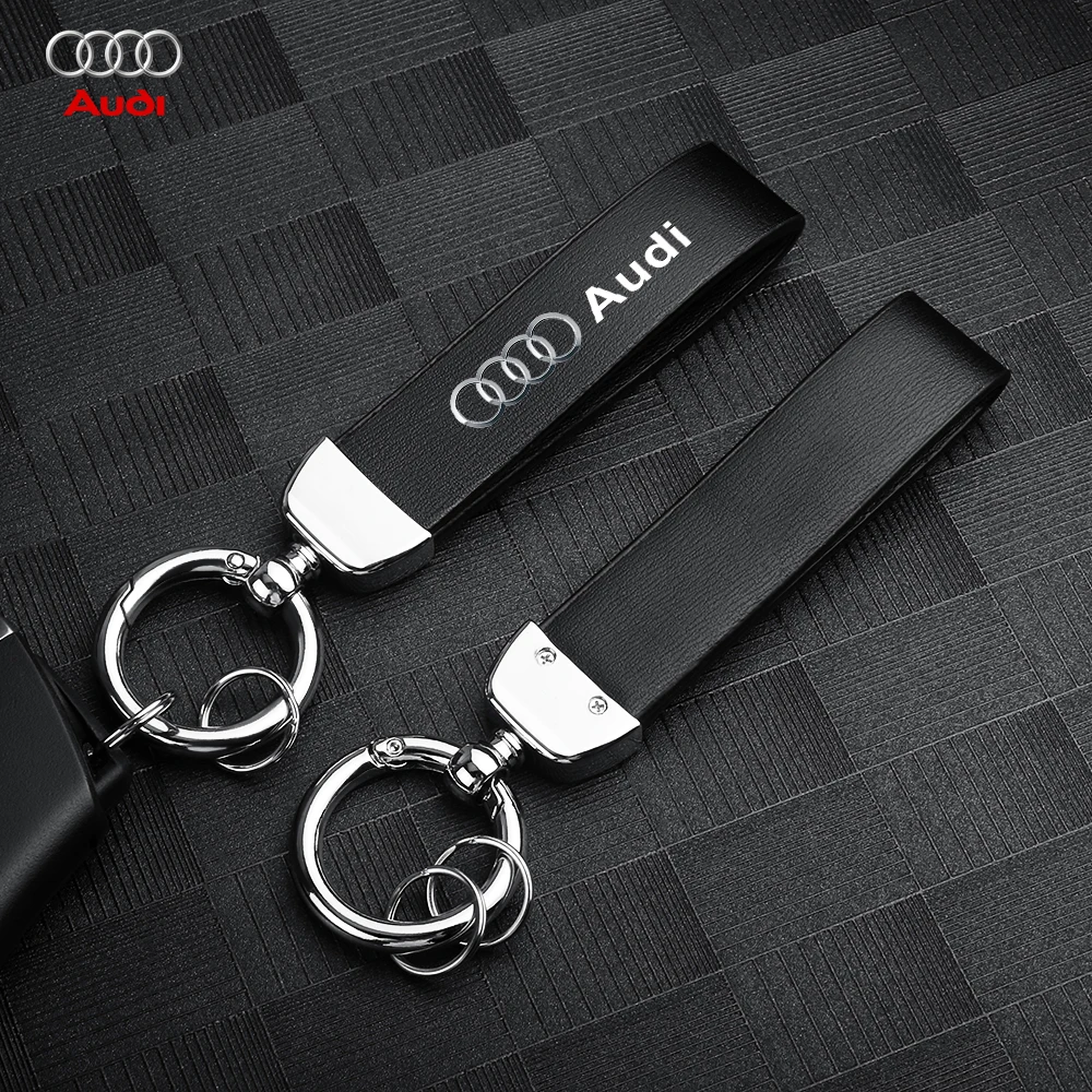 Luxury Leather Car Logo Keychain Key Rings Key Holder Auto Accessories for Audi 8P 8V 8L A6 C7 C6 C5 Q5 A5 Q7 A4 B8 B6 B9 B7 A3