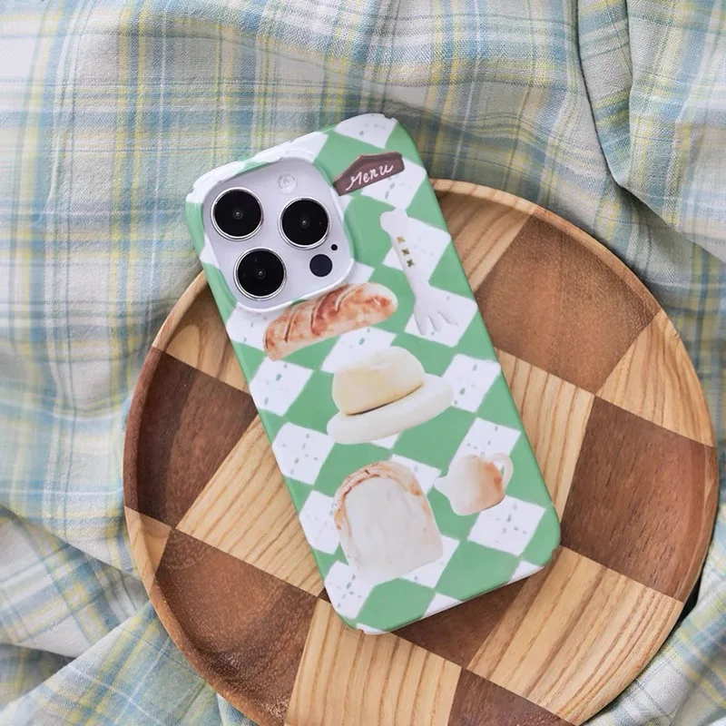 

Green Bread Fork French Cartoon Fun for iPhone 15 ProMax phone housing 14 13 12 11 SE Half Pack Hard Phone Case cover