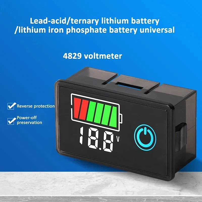 

Digital Car Battery Voltmeter DC8-30V/100V LED Battery Charge Level Indicator Lead-acid Lithium Universal Battery Capacity Meter