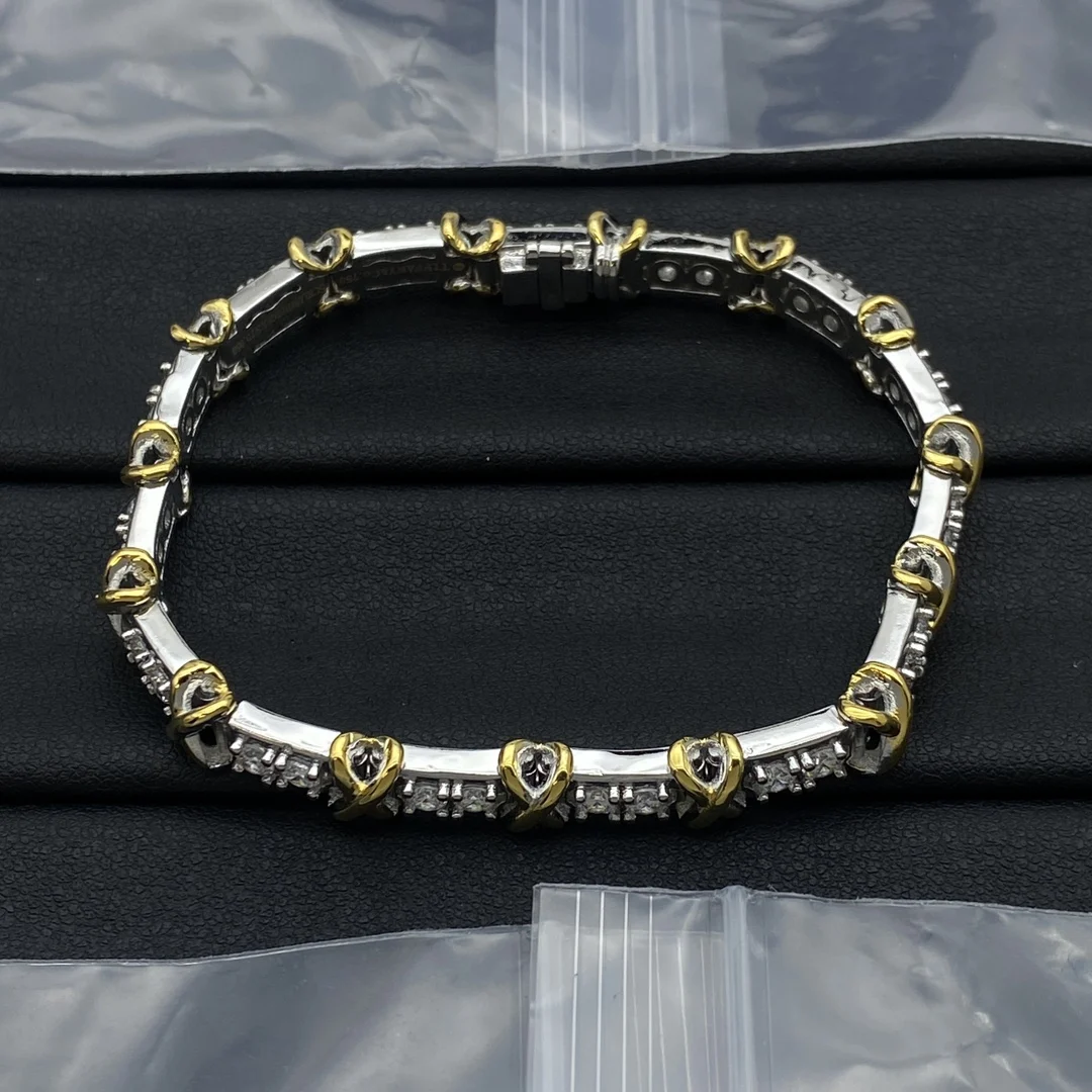 

TIF Fashion Изысканный браслет с бриллиантами Золотой переплетенный графический браслет