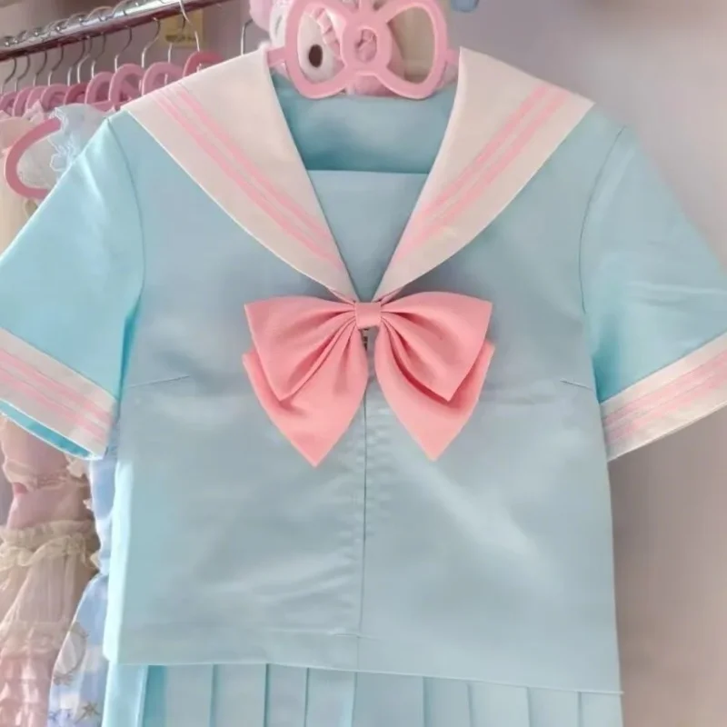 

Cute Sweet Jk Uniform Female Japanese Navy Collar Shirt Pleated Skirt Two-piece Set School Uniform Cosplay Clothing Set Students