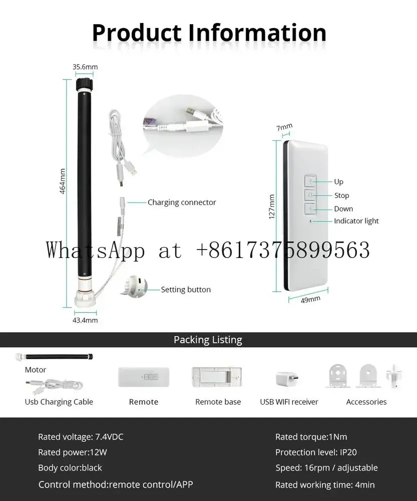Voice Timer WiFi Battery Blind Motor Roller Shade Motor for 38mm Tube Lab Furniture Automation