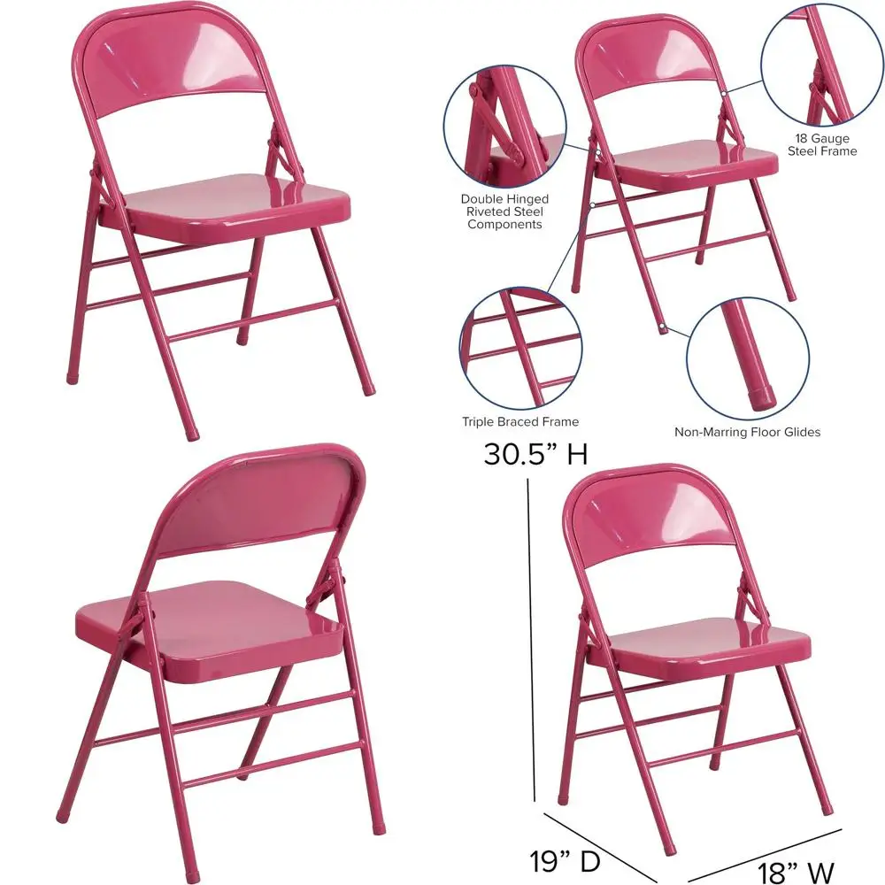 

Комплект из 2 складных металлических стульев с тройным усиленным каркасом, цвета шоколадно-синий