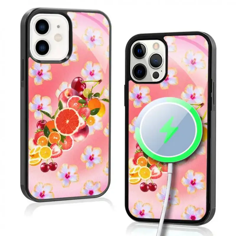 Fruit Salad Phone Case For IPhone 11 12 13 14 15 Plus Pro Max Mirror Acrylic Cover For Magsafe Wireless Charging