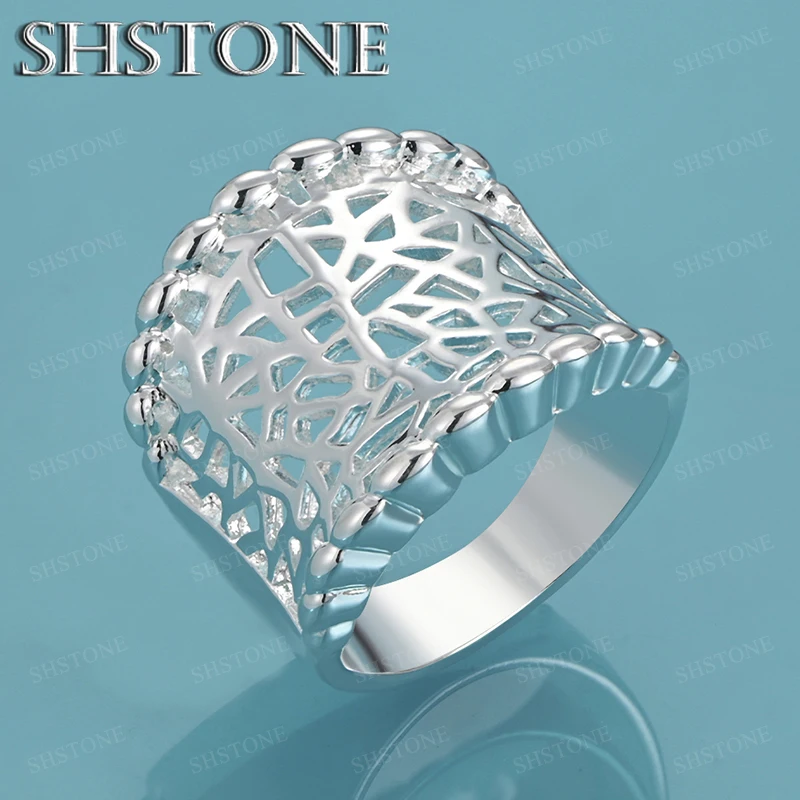 

Fashion 925 Sterling Silver Irregular Mesh Ring Women Party Engagement Wedding Accessories Trendy New Styles Jewelry Gift