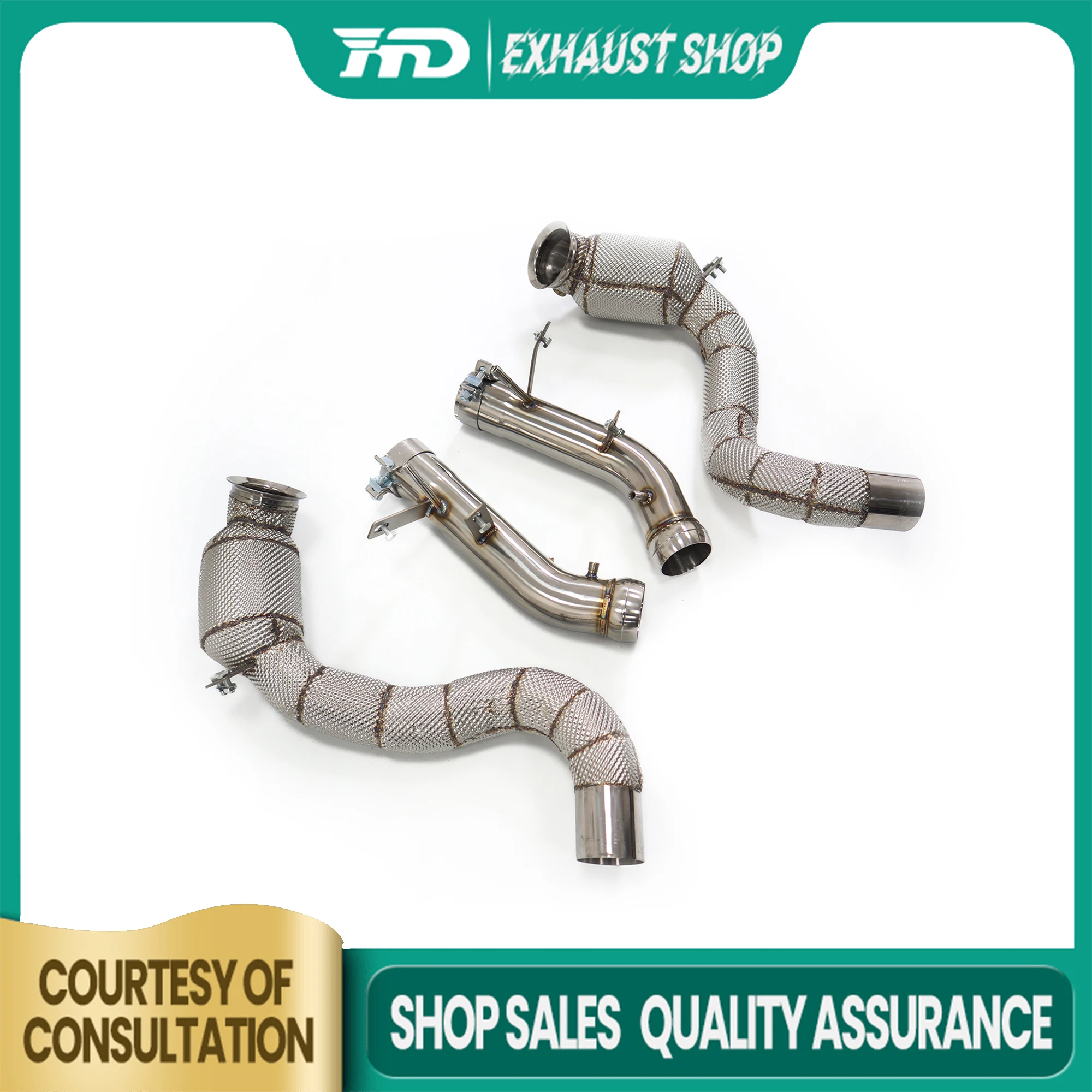 

High Quality Downpipe For Mercedes Benz C63 W205 With OPF Stainless Steel Exhaust System Heat Shield Discounted Price HMD