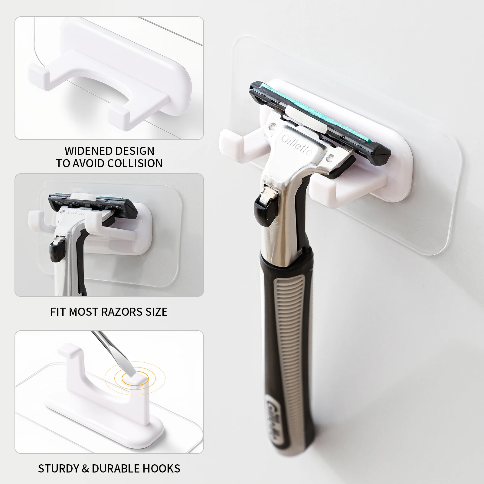 Self-Adhesive Razor Holder, Suitable for Use in Towels, Bathroom Accessories, Kitchens and Bathrooms