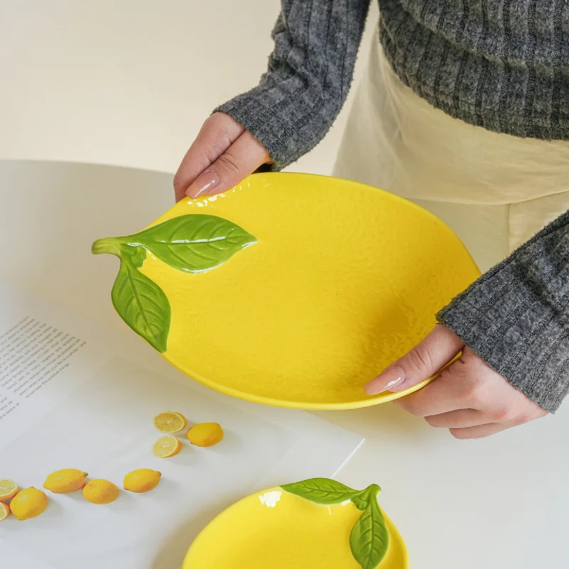 Cartoon Lemon Shaped Ceramic Plate Fruit Sushi Dessert Cake Dishes Sauce Dish Kitchen Tableware