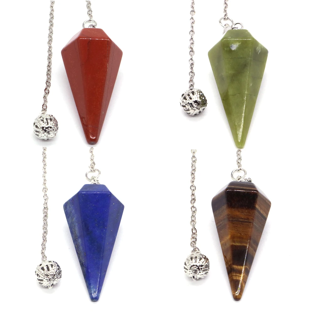 

Reiki Healing Quartz Pendulums Natural Stones Pendant Faceted Crystals Cone Charms Dowsing Spiritual Divination Chakras Pendulos