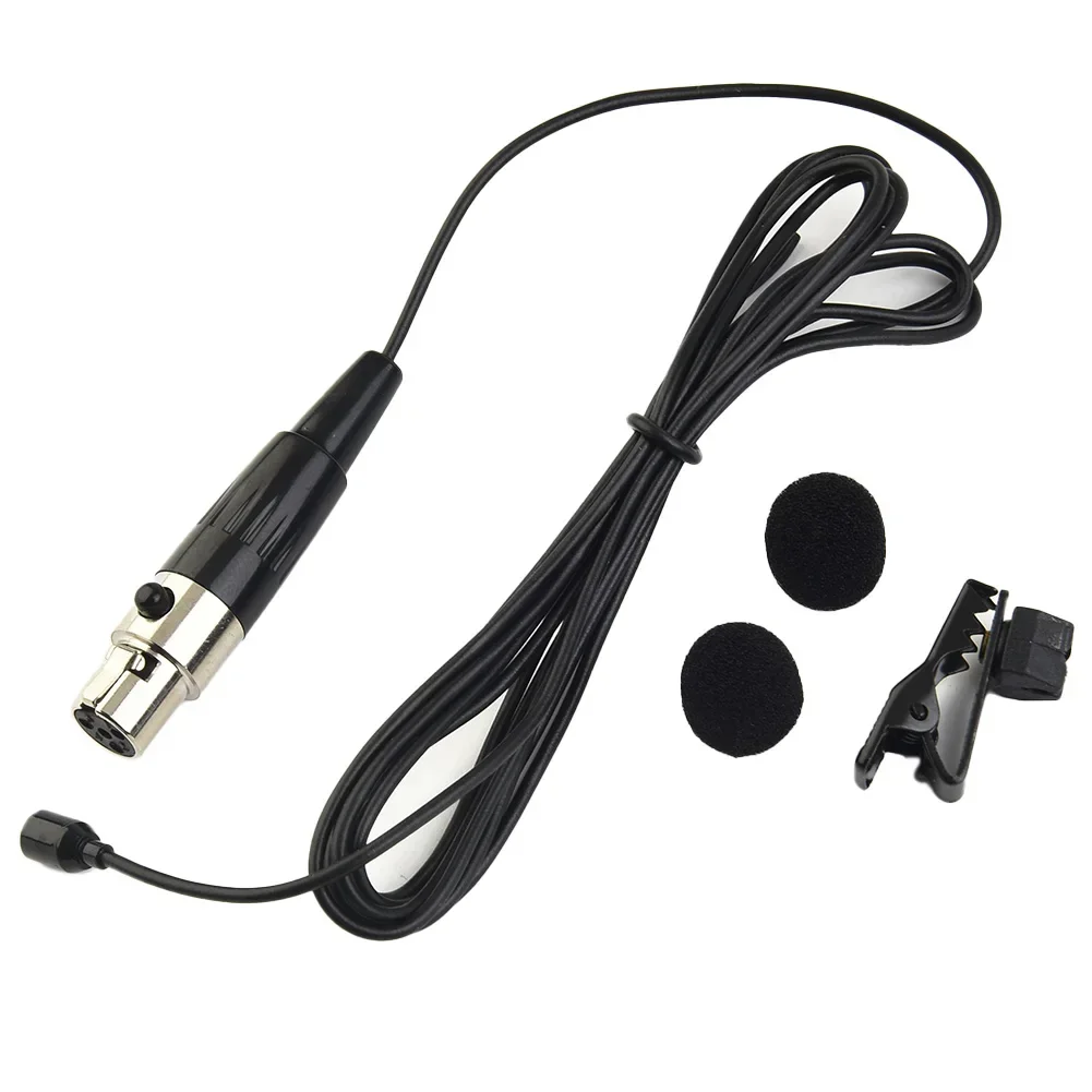 Microphone Set Lavalier Mic For Shure System Small System With Cover 4-Pin Black Compact Connector Flexibility Hand-free