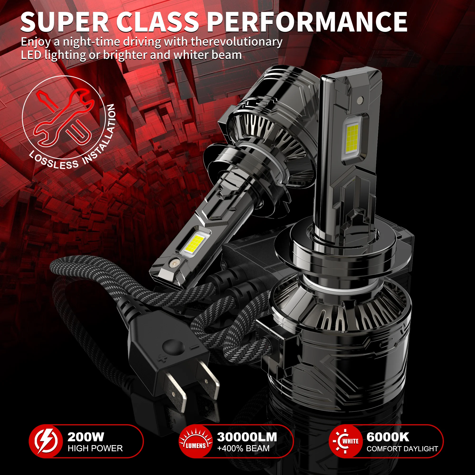 H7 Canbus LED Car LED Headlight 200W 30000LM H1 H4 H11 9005 HB3 9006 HB4 Auto LED Lamp High Power Fog Light 6000K CANbus No Erro