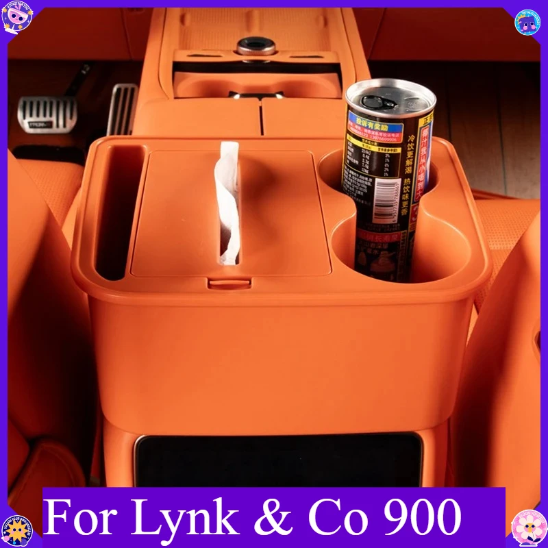 Custom Car Tissue Box For Lynk & Co 900 Rear Cup Holder Paper Storage Holder Auto Interior Decor Accessories