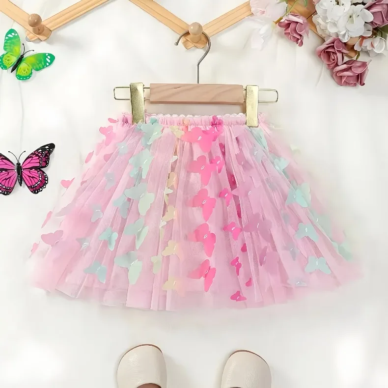 2026 Neuerscheinung Kleinkind Schmetterling Tüll Tutu Rock Pom Pom Prinzessin Minikleid Kinder Geburtstagsparty Rock Tanzröcke Sommer – Detail 4