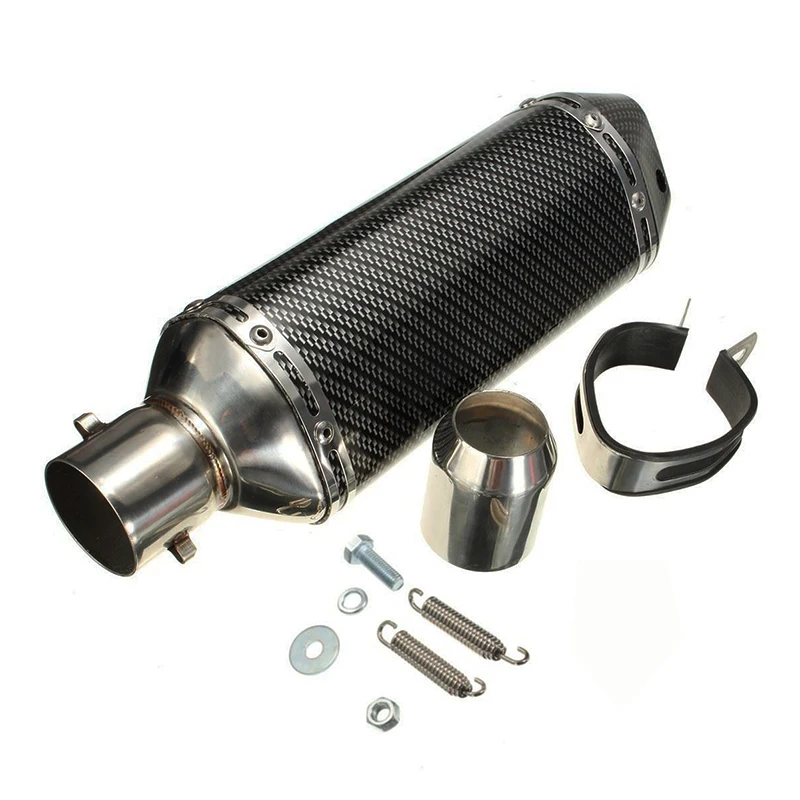 38-51mm Exhaust Pipe Black Carbon Fiber Exhaust Muffler Pipe Stainless steel welding for dirt bike street bike scooter ATV