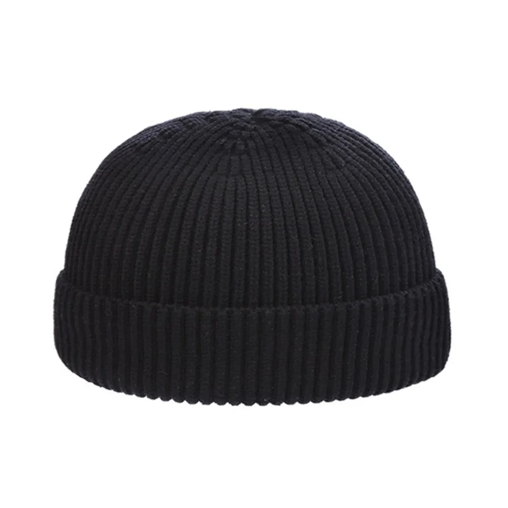 Casual Korean Style Knitted Hats Flanged Warm Hip Hop Hat Short Fisherman Beanies Autumn and Winter