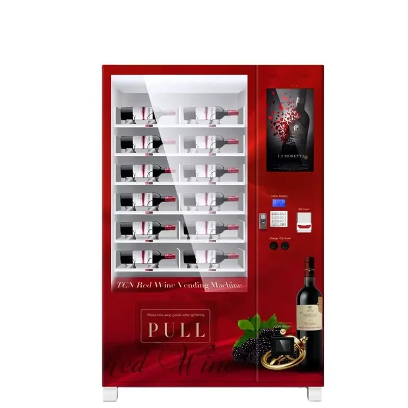 for 22 Inch Touch Screen Combo Vending Machine Vendor Smoothie Alcohol Wine Cupcake Perfume Glass Bottle Soup Drink Dispenders