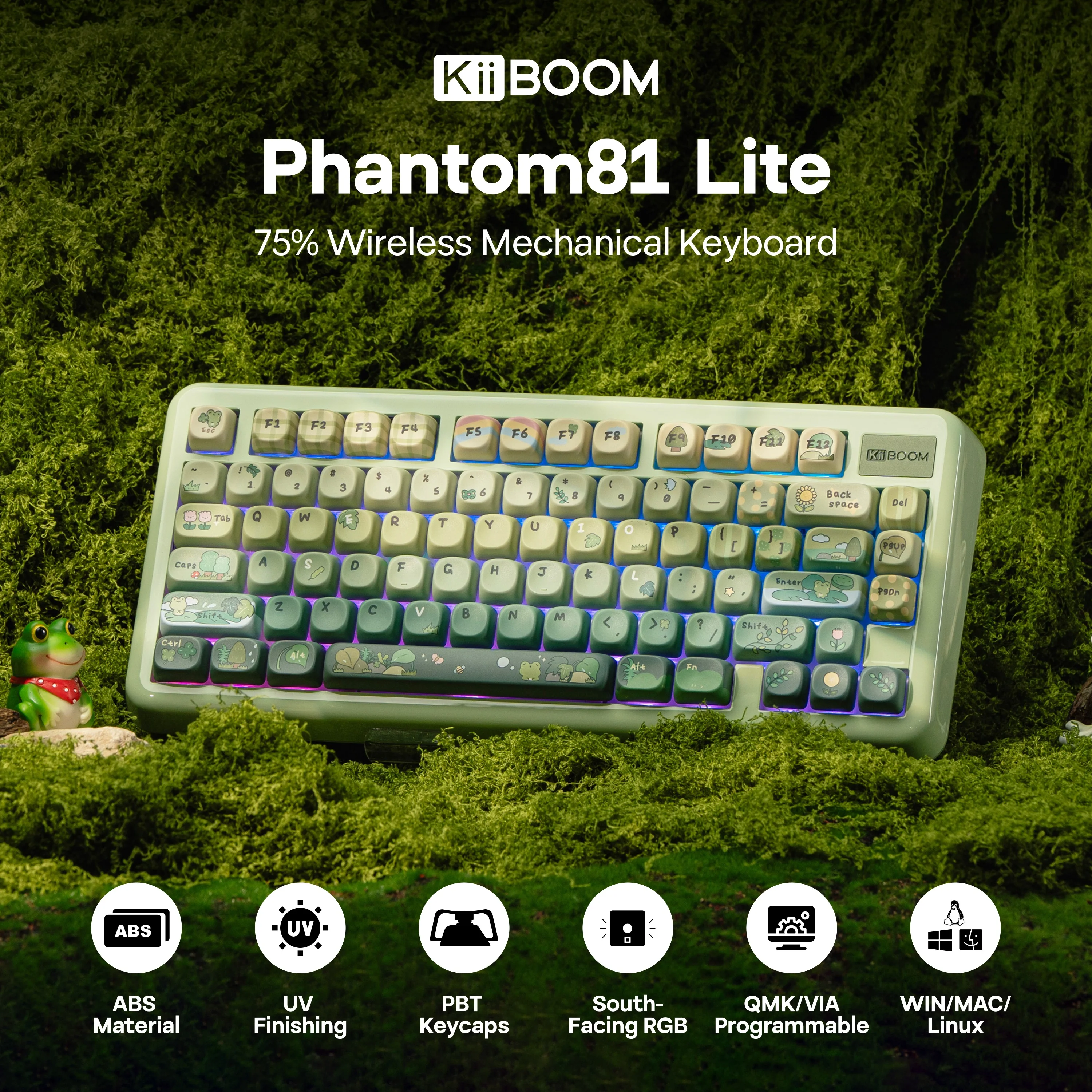 KiiBOOM Phantom81 Lite QMK/VIA 75% Hot-Swap Gasket Wired/BT/2.4GHz