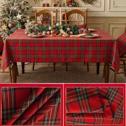 Christmas Plaid tablecloth Rectangular Red Checkered Xmas Table Cover Vintage Dining Table Cloth For Home Living Room Decoration