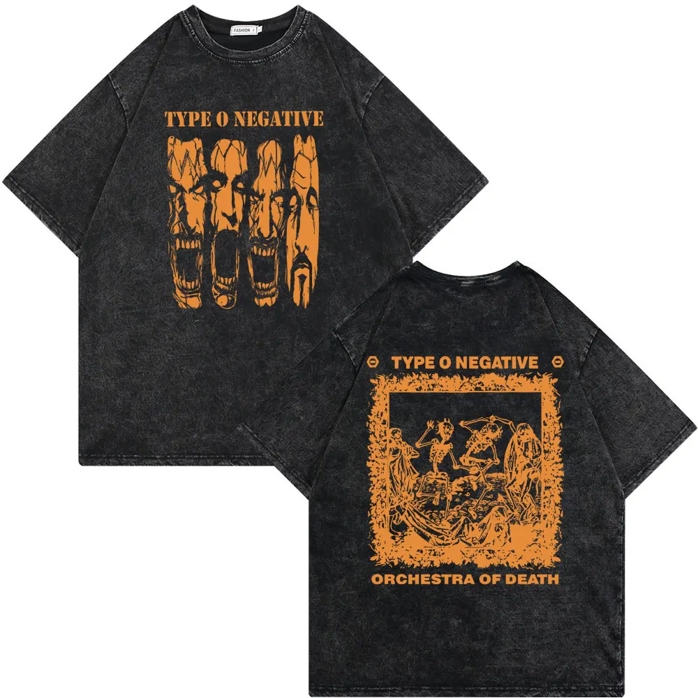 Washed Vintage Rock Band Type O Negative Essential Print T-shirts