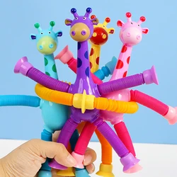 Children Suction Cup Giraffe Toys Relief Telescopic Giraffe Toy Sensory Bellows Toys Anti-stress Squeeze Toy Toy Kawaii