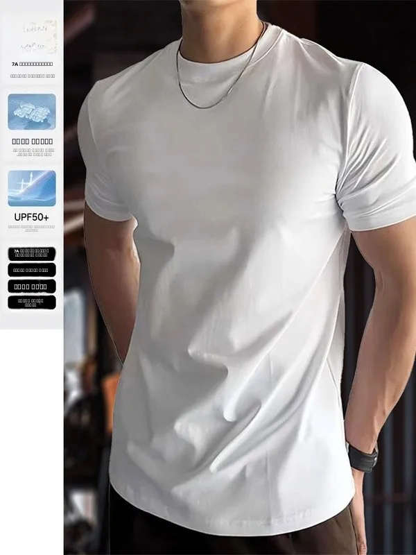 

Cleanfit White Slim Fit round Ne T-irt Men Summer Fitn Sport Muscle ow ort Sve Cool Feeling Top Faionable You...