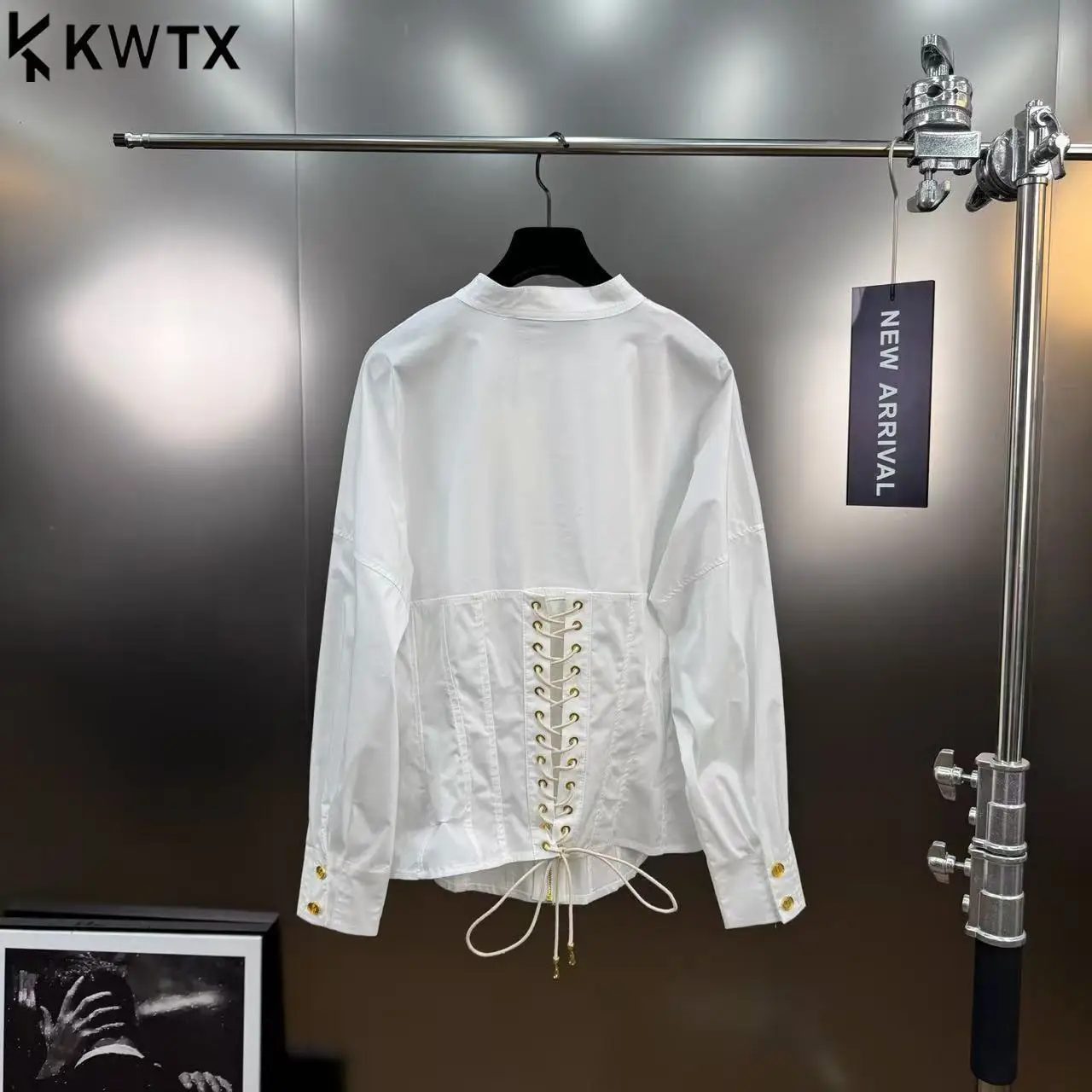 

KWTX 2025 New Elegant Solid Color Shirt Blouse Women Casual Lace-Up Waist Tie Belt Ribbon Drawstring Fall Spring Comfortable