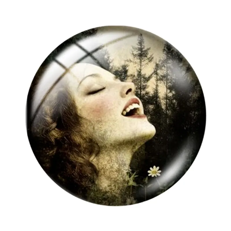 Surreal Floral Woman  12/18/20/25mm glass cabochon  bracelet pendant rings for jewelry demo earrings back Making findings