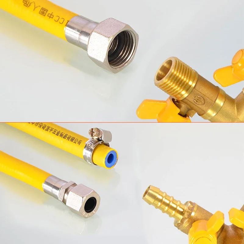 1/2" Brass Gas Three-Way Valve Natural Gas Hose Pagoda Head Intubation Gas Connector Liquefied Gas Three-Way Ball Valve