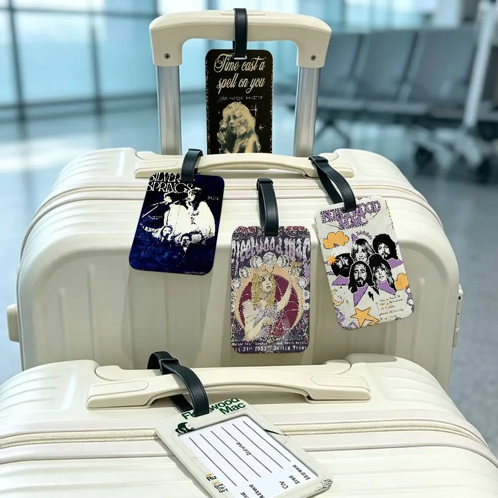 F-Fleetwood Mac Universal PVC Luggage Tag Anti lost With Information Card Suitcase Backpack Identification Label