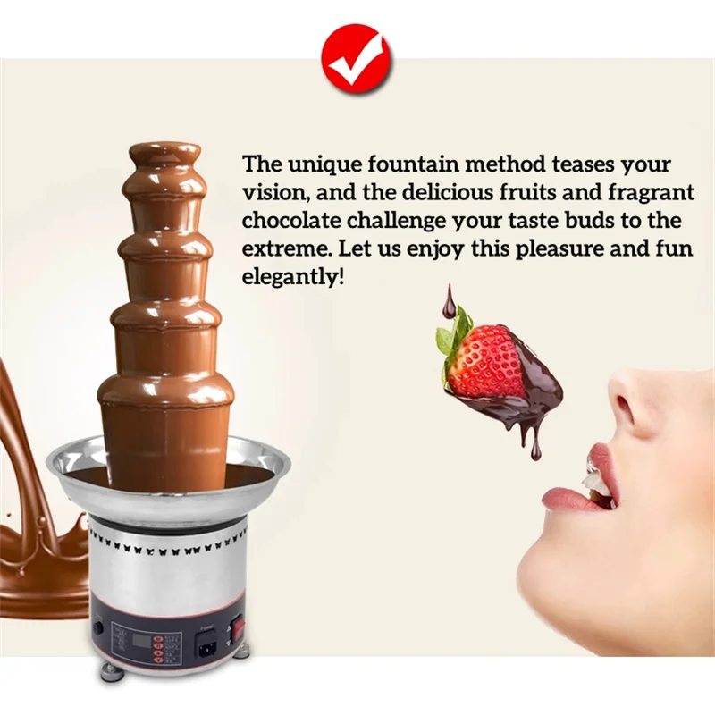 Commercial Chocolate Fountain Machine Family Office Party Use 5/6 layers Spray Tower Chocolate Waterfall