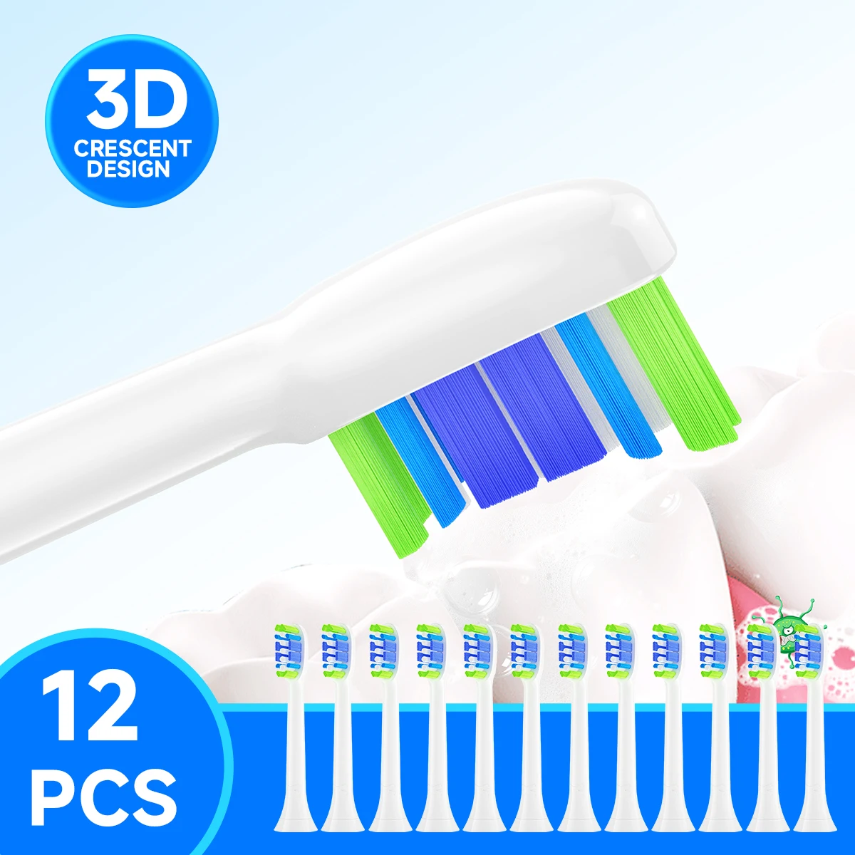 

Сменные насадки для электрической зубной щетки, 12 шт., совместимые со сменными насадками для зубных щеток Philips Sonicare, с креплением на ручку.