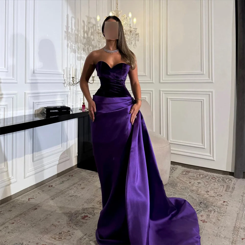 فستان حورية البحر الرسمي الأنيق على شكل قلب للنساء بطول الكاحل فستان كلاسيكي للحفلات مخصص سويب تراين فستان سهرة جديد
