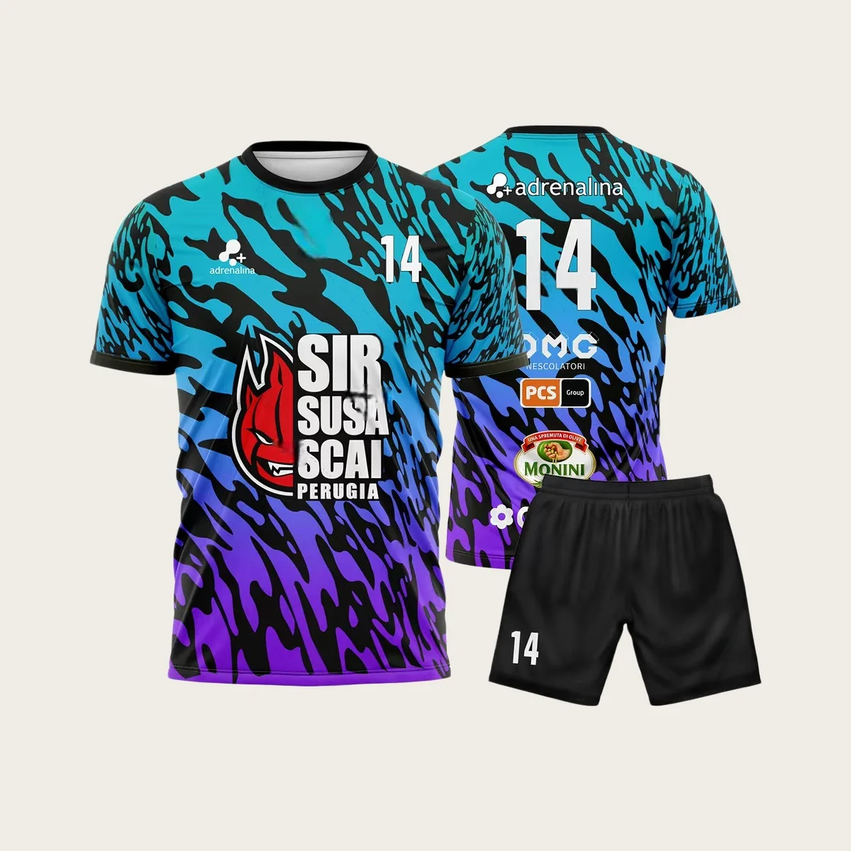 Sommer Neuer Stil 3D-Gedrucktes Perugia Volleyball-Set, Sport-T-Shirt, Shorts-Set, Komfortables Atmungsaktives Set, Familien-Outfit – Detail 5