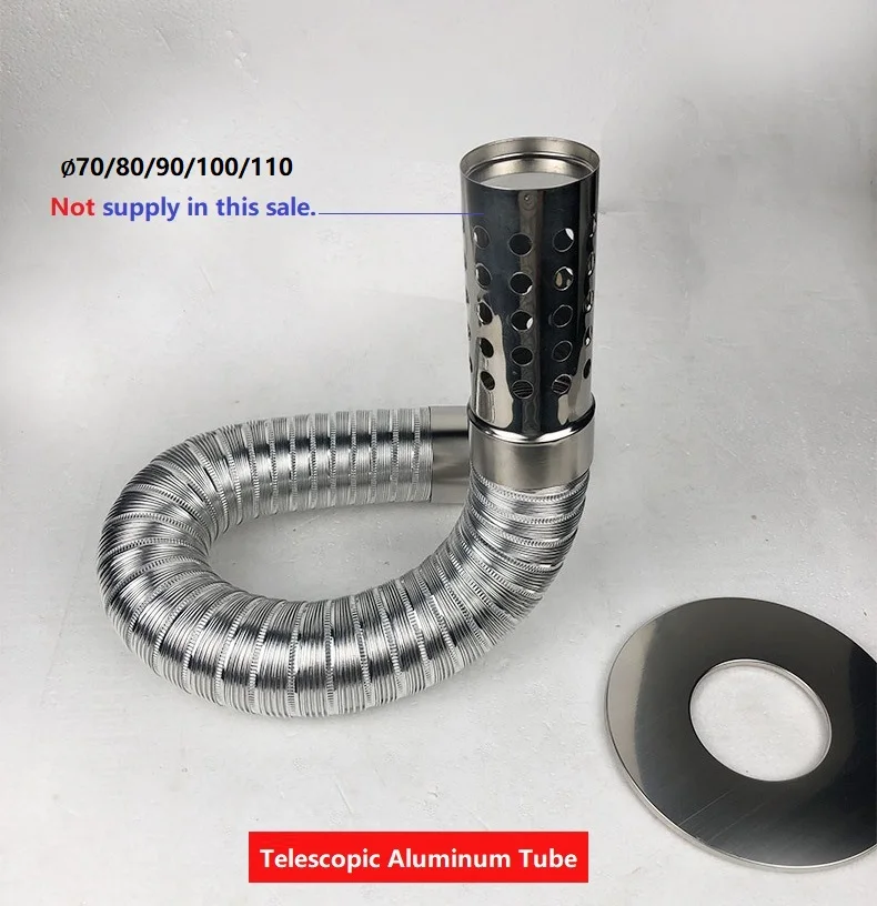 ∅70mm 1m Aluminum Semi-flexible Pipe with Stainless Steel Connector Smoke Exhaust Tube of Water Heater/Bathroom Ventilation Duct