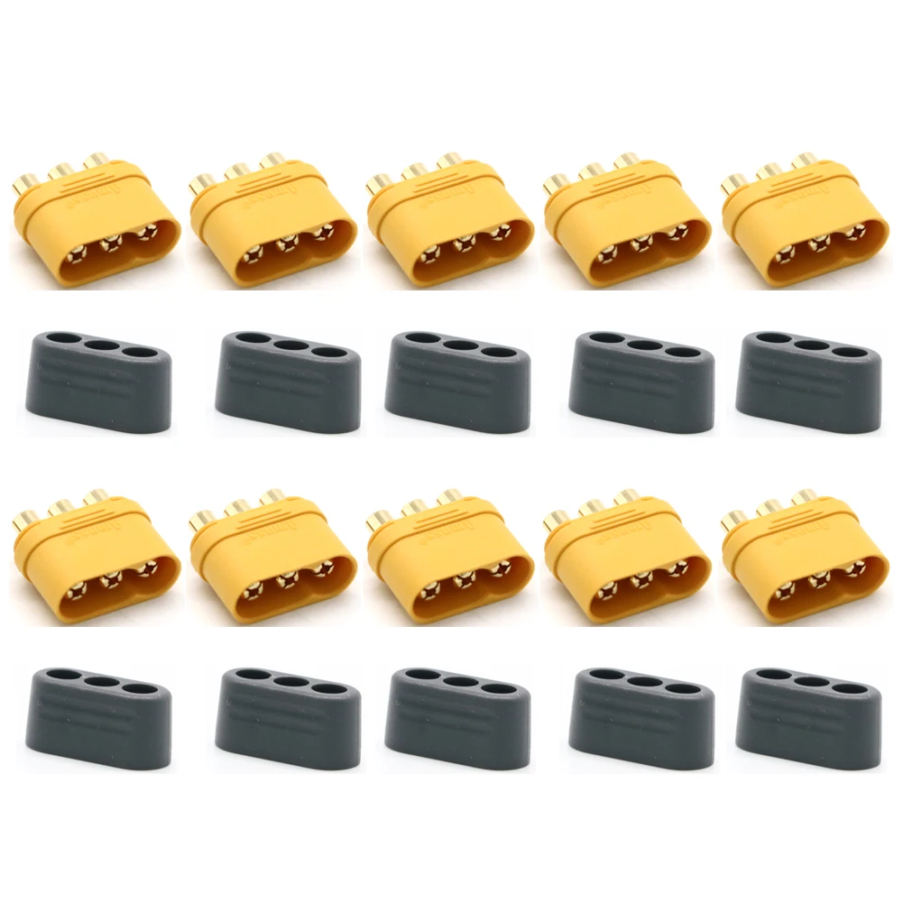 10 x Amass MR60 Plug w/Protector Cover 3.5mm 3 core Connector T plug Interface Connector Sheathed for RC Model (5 Pair )