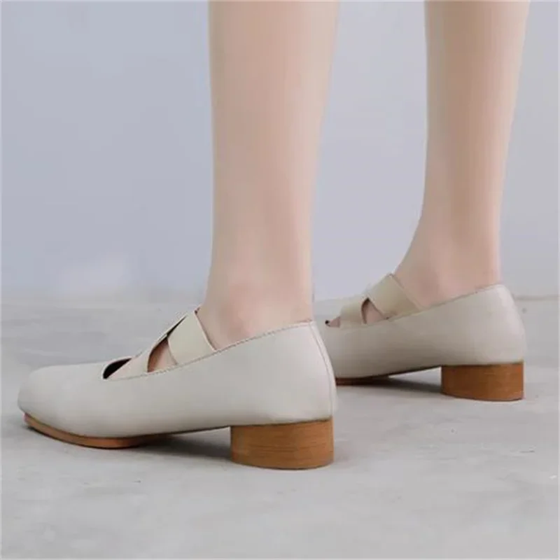 Crossover Strap Shoes For Womens Square Toes Ladies High Heels Mary Janes PU Leather Zapatos Mujer Shallow Tacone Chassure Femme