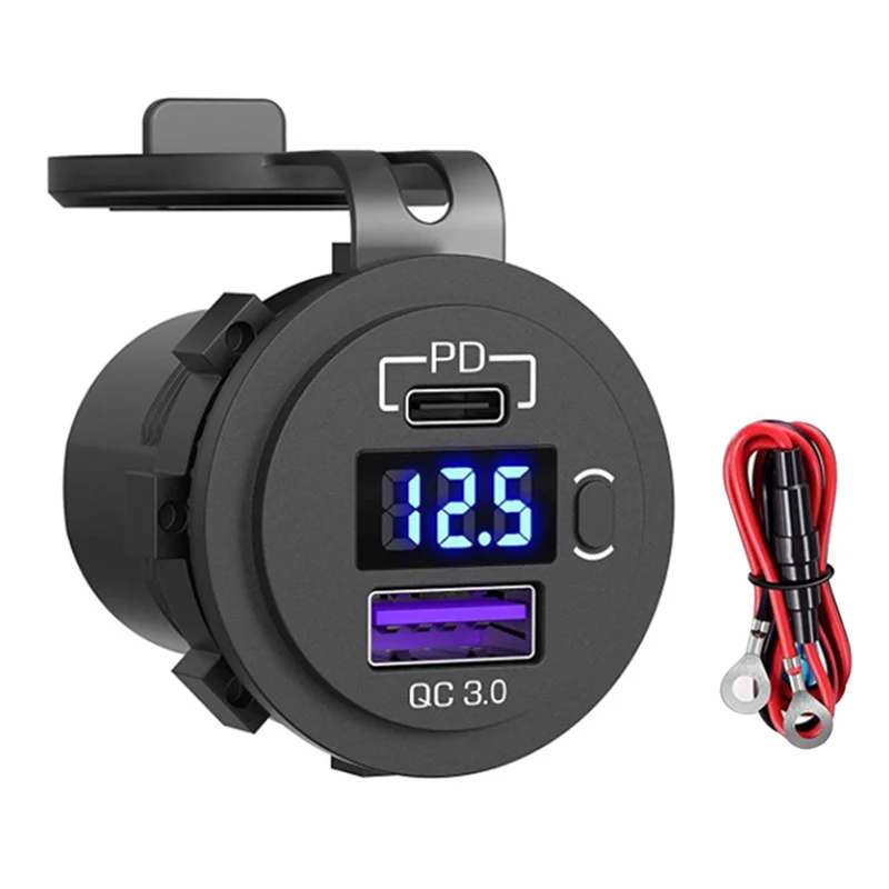 Car Charger Socket 12V 24V 3.0 USB SUV Car Charger Waterproof 36W Type C PD Outlet Fast Charger with on OFF Power Switch