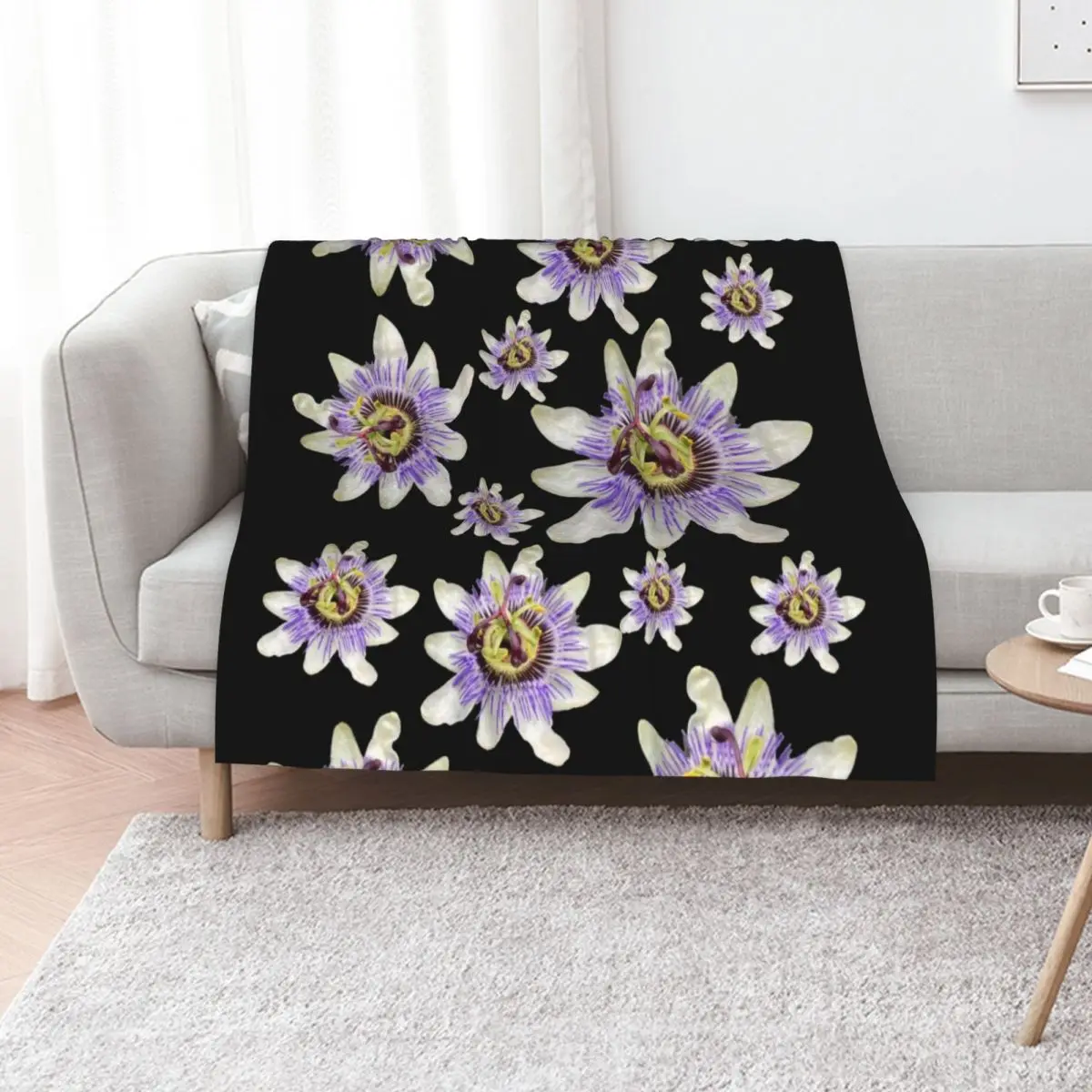 Bluecrown Passion Flower Pattern Throw Blanket for babies Furrys Sofas Hairys Beach Soft Plush Plaid Blankets