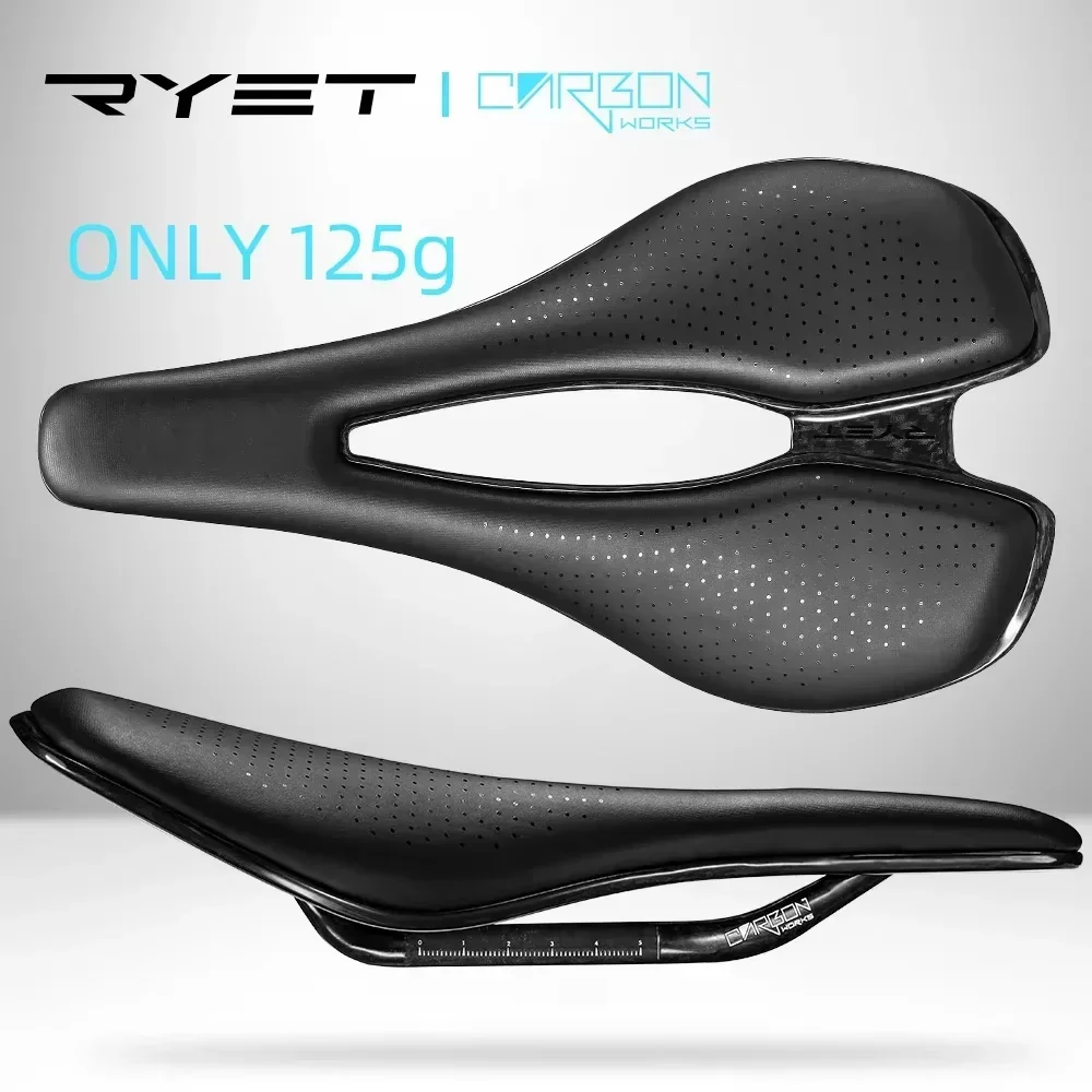 

RYET Ultralight Full Carbon Bicycle Saddle Bicycle Seat Cushion Parts For Mountain Road MTB 7x9mm Rails EVA 125g Ergonomic Shape