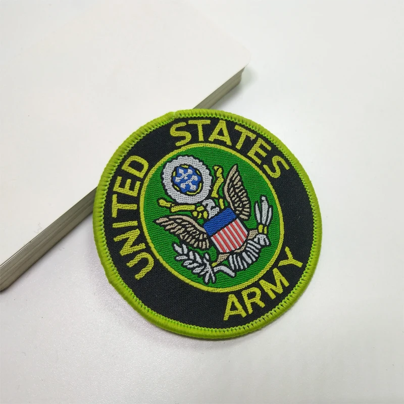 Round embroidery badge Foreign trade clothing badge three-dimensional embroidery embroidery cloth label embroidery glue badge