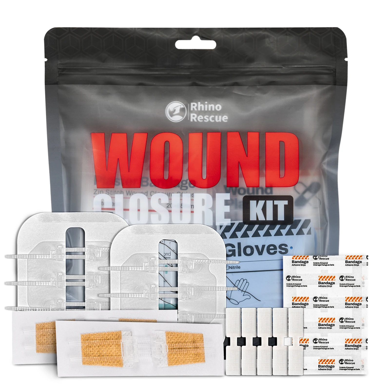 

RHINO RESCUE Zip Stitch 6pcs with Wound Dresssings, Wound Closure Strips, Zipstitch Laceration Closure Kit for Cut Care Band-aid