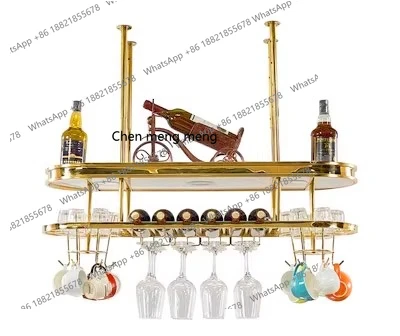 

X Light Luxury Stainless Steel Bar Counter Red Wine Glass Rack Hanging Glass Storage High-end Bottle Red Wine Rack